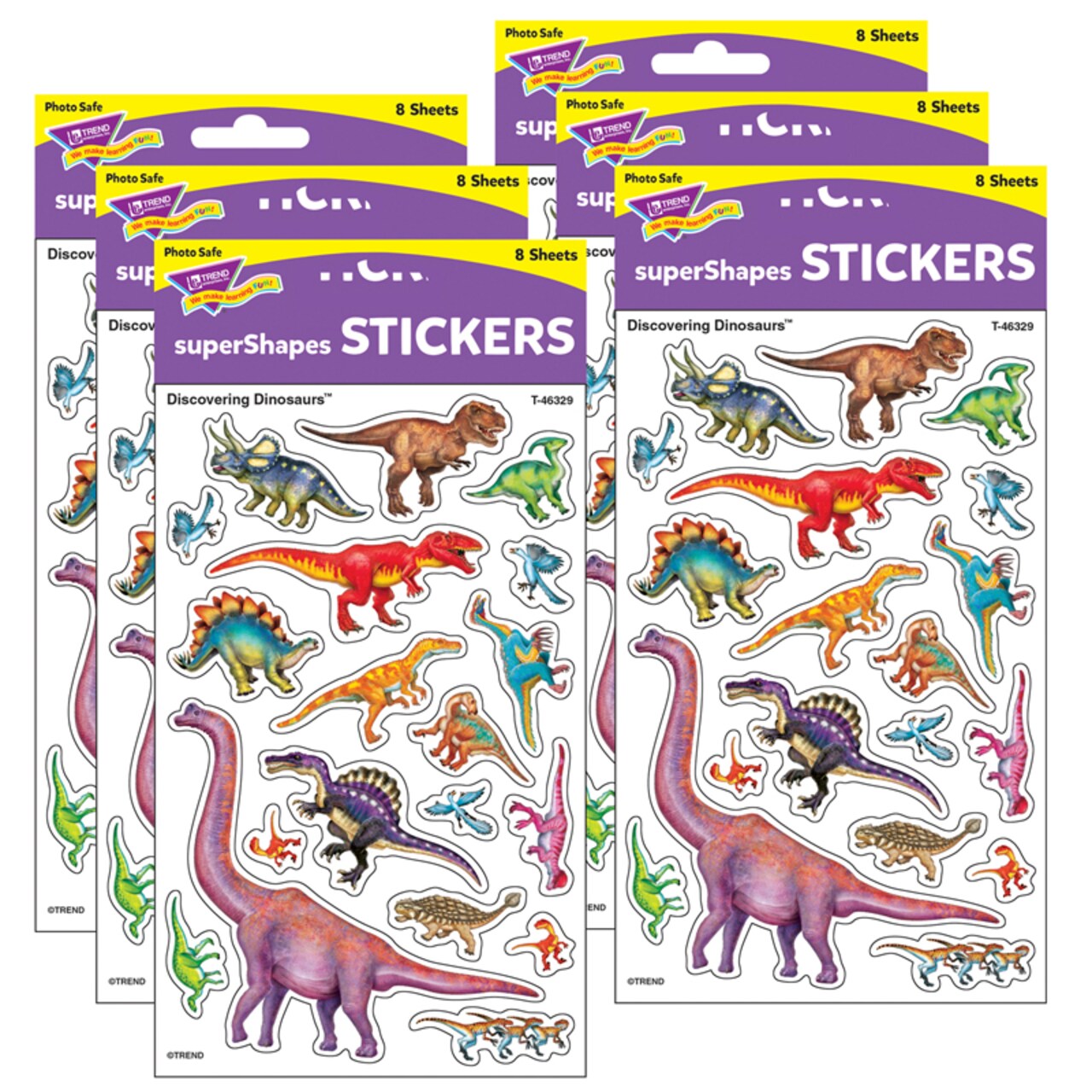 Discovering Dinosaurs&#xAE; Supershapes Stickers-Large, 152 Per Pack, 6 Packs